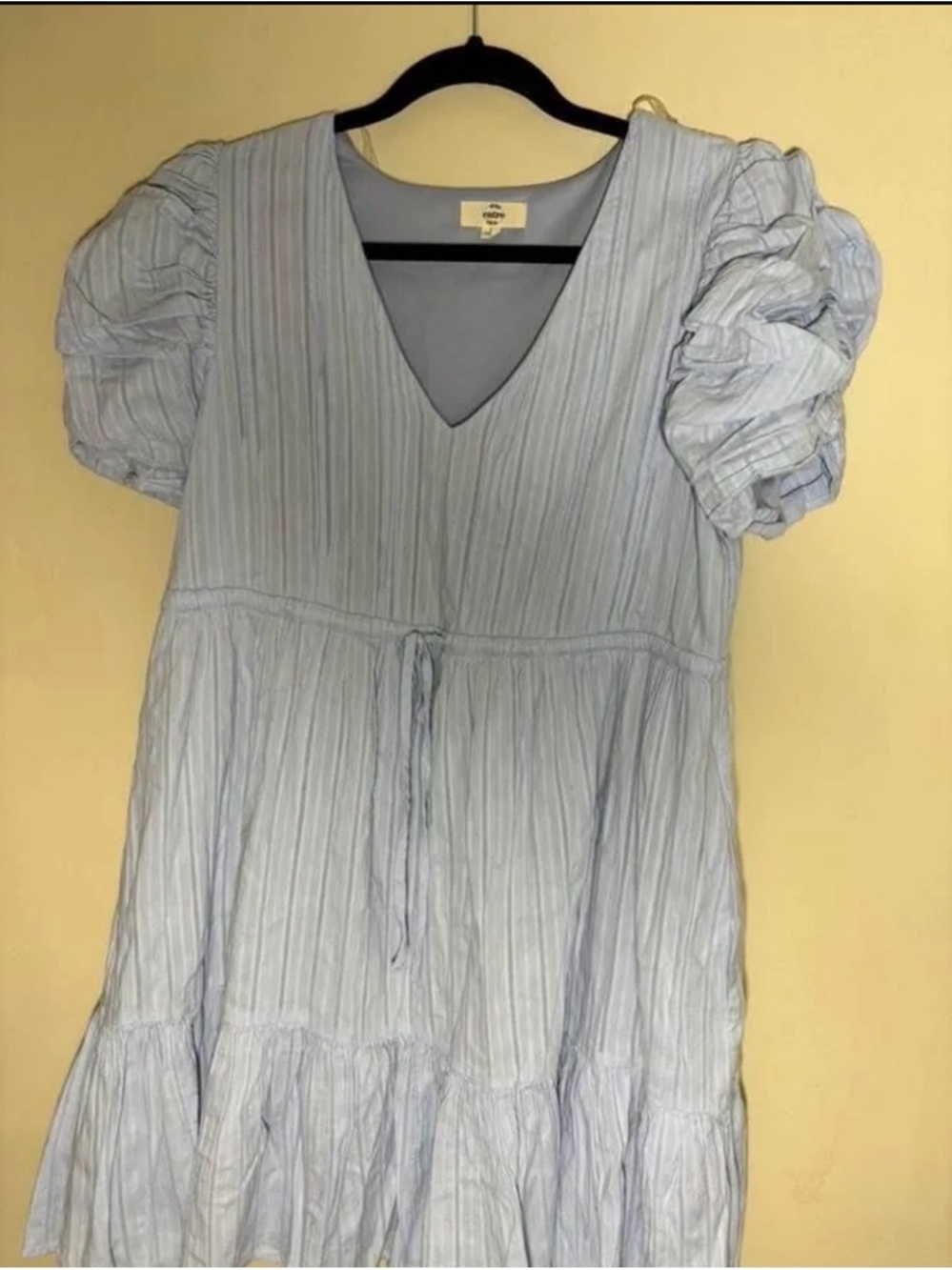 entro Light Blue Puff-Sleeve Mini Dress